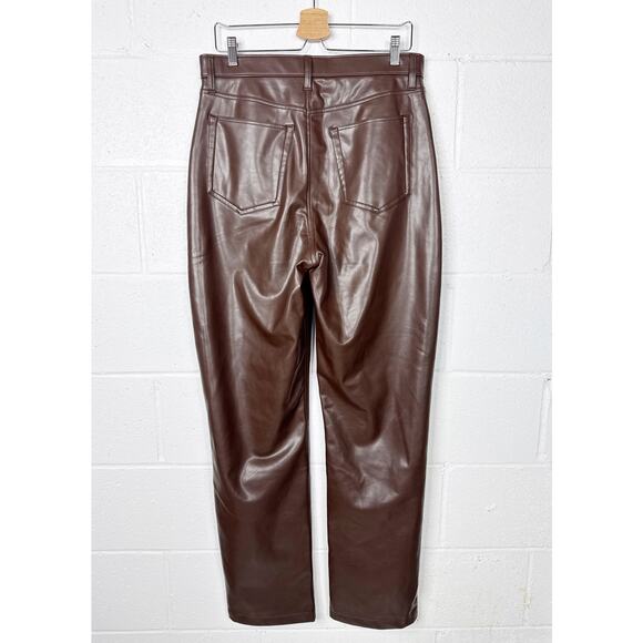Abercrombie & Fitch Curve Love Vegan Leather 90s Straight Pant Brown 30 - Picture 3 of 8